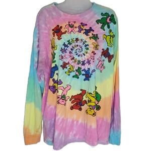 Liquid Blue 1995 Grateful Dead Dancing Bears Spiral Tie Dye LS Tee SZ XL